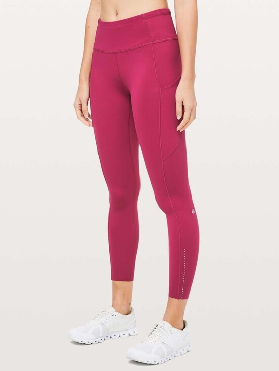 lululemon athletica Pants - Lululemon Speed Up Crop Leggings Sz 6 Pink Magenta Running Tight Pockets Dots